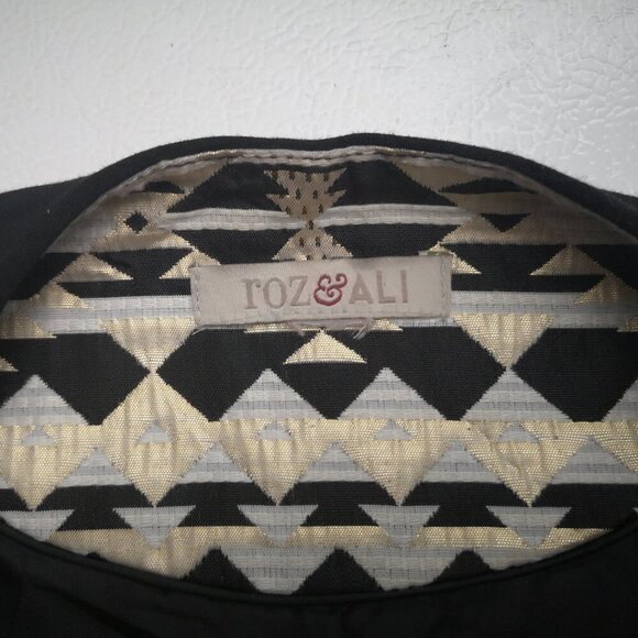 Roz & Ali Ladies Size 2X Full Zip Gold Black & Off White Lined Blazer - Picture 3 of 9